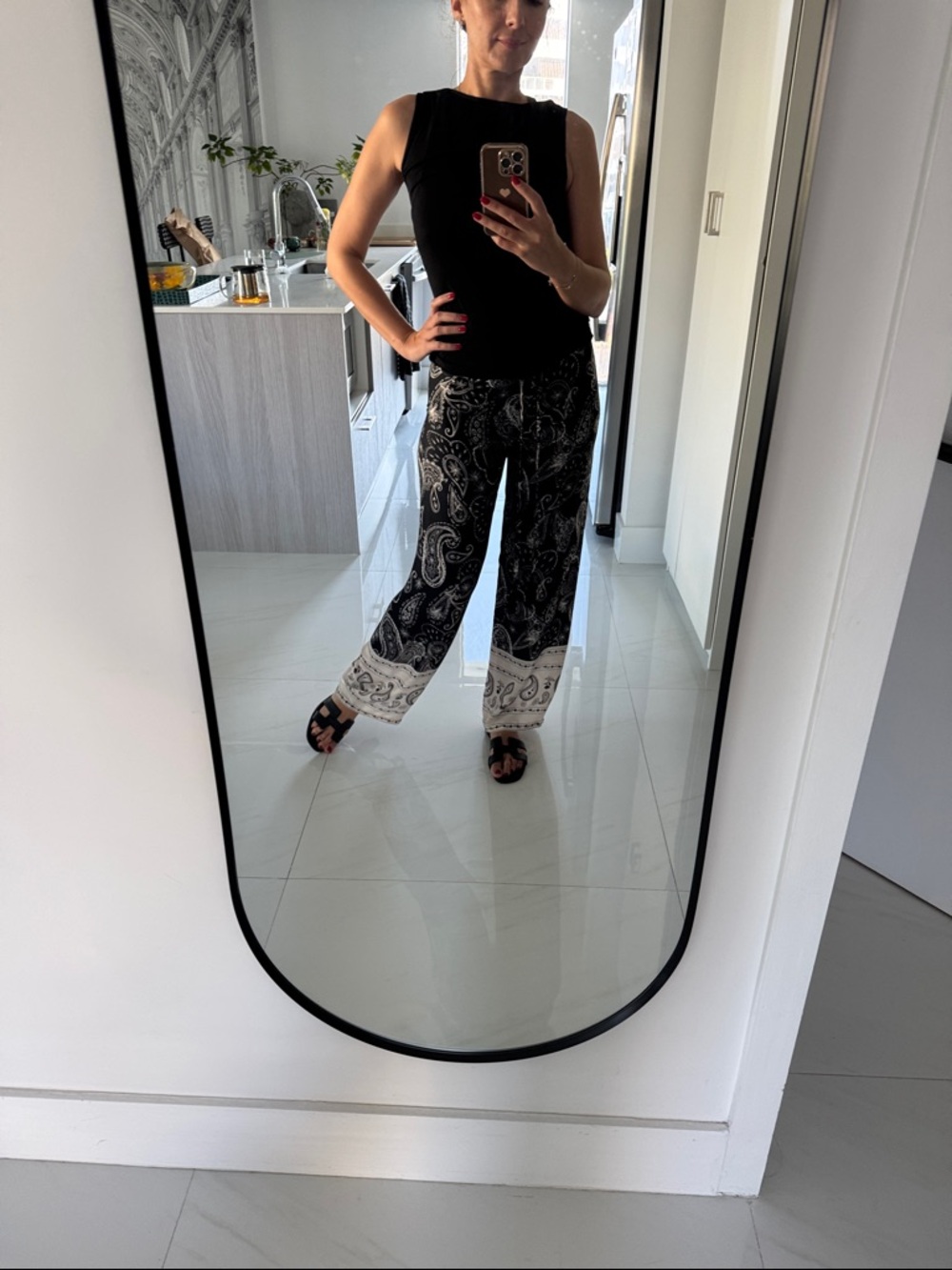Gaudì Milano Black & White Paisley Wide Leg Pants | Resort Lounge Boho Chic